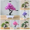 Flores decorativas grinaldas artificiais bonsai simulação verde pote plantas ornamento para decoração home lsf