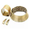 LIFFLY Afrikaanse Sieraden Set Dames Verstelbare Choker Bangle Vintage Lederen Kettingen Armbanden Oorbellen Verklaring Sets 211204