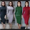 Casual Womens Clothing Apparel Drop Delivery 2021 Winter Soft Cotton Stretch Black Party Dresses Plus Size Skinny Sexy Club Wear Gorgeous War