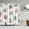 3D Floral Shower Curtains Cactus Flower Plant Bath Curtain With Hooks Polyester Fabric Curtain for Bathroom Decoration cortinas 211116