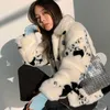 Lucyever Winter Black and White Faux Mink Fur Coat Women Short Turn-down Collar Thick Warm Overcoat Korean Sweet Plush Coats 211018