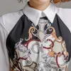 Spring Fashion Printed Patchwork Chiffon Irregular Shirt Women Long Sleeve Button Back Zipper Lace-up Mini Dress 210416