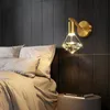 Wall Lamp Diamond Sconce Copper Light Luxury Indoor Minimalist TV Background Bedroom Bedside 5W Warm 90-260VWall