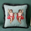 Luxury designer pillow case embroidery Angel girl pattern cushion cover 45*45cm use for new home decoration Christmas gifts pillowcase 2022