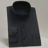 Męskie koszulki Casual Chiński Stojak Collar Solid Green zwykłe dopasowanie Długim rękawem Bussiness Formalna dla mężczyzn Mandarin-Collar