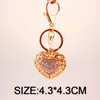 Rhinestone Hollow Heart Keychain Cute Love Bag Keychain Fashion Luggage Accessories Pendant Metal Car Keychain Ornament