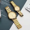 Gouden horloge voor vrouwen mannen eenvoudige quartz minnaar cadeau polshorloges luxe merk mannelijke vrouwelijke klok waterdicht reloj mujer 2021