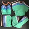 2 pièces tricot SeamlYoga costume femme chemises d'entraînement taille haute Leggings serrés soutien-gorge vêtements de sport court haut court FitnSet X0629
