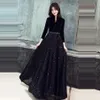 Schwarzes Abendkleid mit V-Ausschnitt und einfarbigem Patchwork-Pailletten-Robe De Soiree K362 Abendkleid mit drei Viertelärmeln 2021, Abschlussball-Party-Kleider