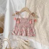 Sweet Girl Vêtements Set Summer Baby Floral Sling Top avec short Mode pour enfants Mignon costume deux pièces 210515