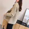 Imitazione visone plaid giacca da donna Piccolo profumo cardigan lavorato a maglia maglione autunno e inverno vestiti versione coreana 210427