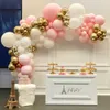 95pcs / set rose ballon guirlande arc kit or blanc ballons à air en latex bébé douche fille fête d'anniversaire décorations de mariage approvisionnement 210626