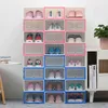 6pcs transparent shoe box thickened dustproof storage canbe stacked combination cabinet organizer 211112