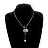 Pendant Necklaces Liwore Retro Geometric Round Necklace Cross Little Bee Pearl Women's Fashion Gold Jewelry