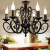 Modern Wrought Iron Pendant Lamp Vintage Chandelier Ceiling Candle Lights Lighting Fixtures Black/White Home Lighting