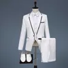 Solid Men Suits for Wedding Mens Suits 3 Stuk Blazer + Broek + Boog Tie Fashion Tuxedo Mens Suit Set Stage Business Costume Homme X0909