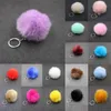 Solid Color Rabbit Fur Ball Key Chain for Women Girl Pompom Car Keyfob Handbag Pendant 3.15 Inch Fluffy Faux Keyring