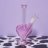 9inch Pink Heart Shape Glass Bong Hookah Shisha Beaker Dab Rig Smoking Water Pipe Bubbler