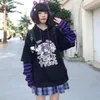 Deeptown Kawaii Hoodie Women Gamer Girl Black Hoodies Harajuku Anime Sweatshirt Women High Street Kpop Oversized Cute Pullovers 210813