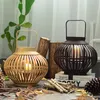 Ljushållare Rattan Golvlampa Kandelabra Patio Dekorativ Lyktor Japansk stil Hushåll Titular De La Vela Heminredning