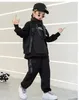 4 -16子供ヒップホップ秋の服ブラックホワイトトップスベストボールルームパンツ女の子男の子ダンスコスチュームダンス衣装x0902