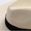Suogry marque chapeaux de paille pour femmes Panama Beige blanc hommes plage décontracté à larges bords été mode hawaïenne soleil