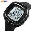 SKMEI Square Digital Zegarki dla Mens Chrono Stopwatch Mężczyźni Zegarek 2 Czas 12/24 Godzina Zegar PU Band Digital Sport Watch 1580 x0524