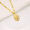 Womens Goddess Portrait Pendant Italian Figaro Link Chain Necklace 24 18k Solid Gold GF 3mm240y