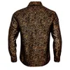 Men's Casual Shirts Barry.Wang Black Glod Paisley Floral Silk Shirt For Men Wedding Accessories Casul Fashion Designer CC-007