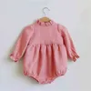 Baby Girl Clothes Solid Color Long Sleeve Clothing Jumpsuits 0-24M 100% Cotton Linen born Rompers 211101