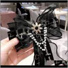 Neck Fashion Aessories Drop Delivery 2021 Ladies Pearl Crystal Luxury Bow Tie Pin Formal Dress White Shirt Embellished Ties Black Lace Ribbon