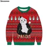 Męskie swetry Mężczyźni Kobiety Jesień Zimowa Załoga Neck Z Długim Rękawem Bombers Bombers Topy 3D Śmieszna Panda Drukowana Śliczna Xmas Party Bluza