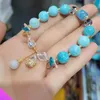 Ocean Blue Stone Armband 10mm Elastic Pulse Women's Fashion Natural Amulet Faith Gift Item Link Chain