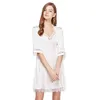 Fiklyc brand women's sleep & lounge two pieces robe & gown sets sexy hollow out lace & satin female mini nightdress bathrobe set 210831