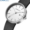 CRRJU Men's Watches Business Date Analog Quartz WristWatch Men Military Leather Wristwatch Luxury Brand Wristwatches for Men 210517