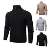 Mężczyźni sweter Sweter High Neck Jesień Zima Męski Turtleneck Ciepłe Dzianiny Sweter Slim Fit Pół Zip Casual Solid Color Płaszcz Y0907