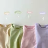 Dzieci bawełna Przytulny Cukierki Kolor Z Długim Rękawem Tshirt Koreański Dziecko Luźne Topy Przyczynowe Topy Chłopcy Dziewczęta Koszula Odzież G1224