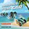 Sinovan Stunt RC Auto 1200 mAh 4wd Wasser Land 2in1 Fernbedienung Auto 2,4 G Doppel Seite Flip Amphibien RC Drift Auto Spielzeug für Kind 220104