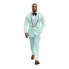 2021 Nane Yeşil Düğün Smokin Erkekler Için Şal Yaka Ceket Pantolon Özelleştirmek Damat Groomsmen Takım Elbise Mens 'İş Resmi Giyim