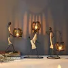 Ljushållare Nordic Metal Candlestick Abstrakt Tecken Skulpturhållare Inredning Handgjorda Figurines Hem Dekoration Konst Vänner Gåvor