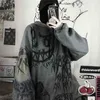 Fernan Goth Sweatshirts 여성 Grunge Japan 스타일 애니메이션 힙합 까마귀 대형 펑크 여성 탑스 긴 소매 고딕 양식 의류 210909