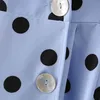 Lady V Neck Polka Dot Dress Long Sleeve Button Casual Shirt Women Fashion Office Pleated Midi Female Vestidos Mujer 210515