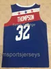 # 32 David Thompson West all star game 1979 bule Maglia da basket cucita personalizzata Qualsiasi nome numerico