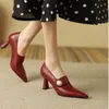 Fashion Pointed toe Single Boots High heeled Shoes Cowskin Elegant Winter Autumn Ankle Boot Lady Shoes