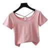 Dames t shirts dames t-shirt wit pure katoenen korte mouwen zomer 2022 slanke grote halslijn lage kraag lage kraag halter top ins tide