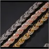 Подвески бросают доставку 2021 Iced Out Chains Ожерелья моды Hip Hop Bling Chain Jewelry Men Rose Gold Sier Twist Collece Amh6i