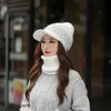 Beanie/Skull Caps Female Warm Beanie Hats Riding Snow Winter Women Knitted Hat Scarf Set Hairball Pom Fashion Wool Thickening Collars Pros22