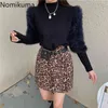 Nomikuma Half Turtleneck Sweater Women Autumn Temperament Short Knitted Pullovers Long Sleeve Elegant Tops Sueter Mujer 210514