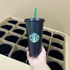 Mermaid Goddess Starbucks 710ml Tazza cambia colore in plastica Tazza riutilizzabile trasparente con cannuccia con coperchio cilindrico a fondo piatto