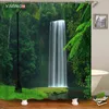 3D printing misty forest bathroom shower curtain green natural landscape home decoration curtain with hook curtain 211116